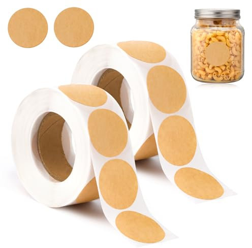 1000 Stück Etiketten Selbstklebend,Kraft Etiketten Aufkleber 25mm,Braune Kraft Aufkleber ,Rund Selbstklebend Klebeetiketten,Rund Punkt Etiketten Kraftpapier für Flasche,Geschenkver,Markierung