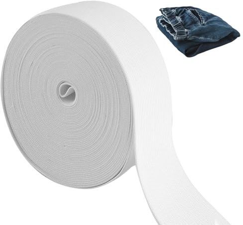 Sivono Gummiband Weiß 40mm Breit,10 Meter Gummiband Nähen,Stark Elastische Gummilitze Gummizug Hosengummi Heimtexilien Nähzubehör Gummiband für Haushalt DIY Handwerk