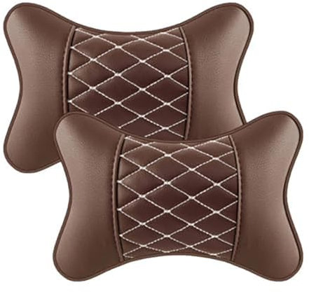 SEGSFGHD Car Headrest Pillow, for Jaguar I-PACE Car Seat Neck Pillow Leather Car Gadget Seat Headrest Neck Pillow Comfortable Breathable,B/Brown