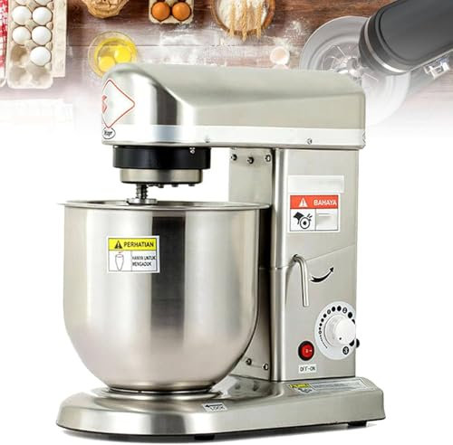 Batidora Amasadora repostería Profesional de 3 Velocidades Soporte Comercial Acero Robot de Cocina con Protector para Salpicaduras Batidora de Varillas,7L
