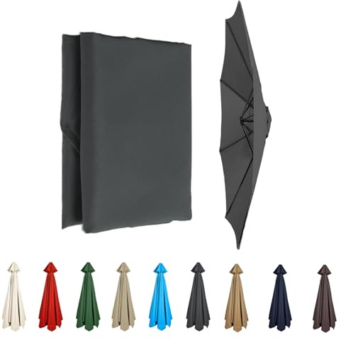 GZDXBF Ersatzbespannung Ø 350cm-200cm Polyester 8/6 Streben Sonnenschirm Ersatzbezug Uv Schutz Windfest Strand Terrasse Garten Marktschirm Ersatzdach(Gray,8 RIBS/350CM(11.5FT))
