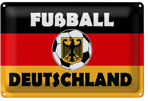 Fußball Deutschland | Blechschild | Retro-Stil | Dekoration | 40 cm x 30 cm