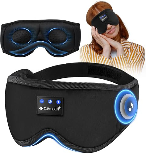 Bluetooth Sleep Eye Mask Headphones,100% Blackout for Side Sleepers | Zero Pressure Ergonomic 3D Eye Cups,Unrestricted Comfort Fabric,15 Hours Playtime