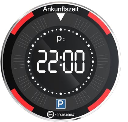 Domigard Elektronische Parkscheibe Solar mit Zulassung - Automatische Digitale Parkuhr mit 2 Displays & Sommer/Winter-Modus - Solarbetriebene Elektrische Parkuhr Auto mit 5 Jahren Batterielaufzeit
