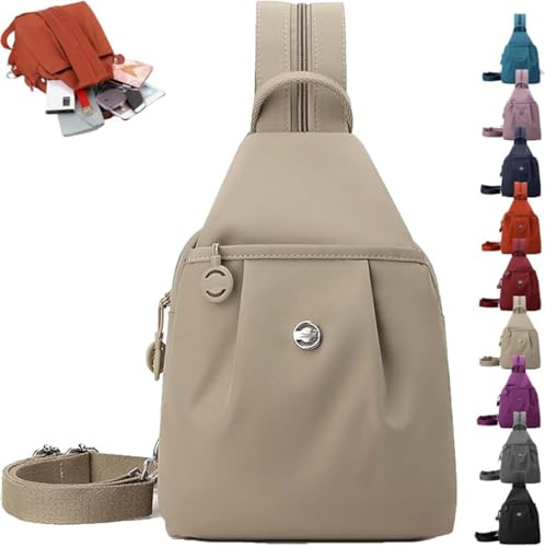 Xiyocadt 2-in-1 wasserdichte Umhängetasche & Brustbeutel Herren/Damen Diebstahlsichere Pendler- und Reisetasche aus Oxford-Stoff Konvertierbar als Rucksack Schultertasche Crossbody Bag (Khaki)