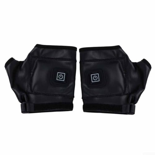 Zoegneer Heated Fingerless Leather Gloves Waterproof With 3 Temperature Gears Rechargeable Electric Warm Gloves For Outdoor Hiking Cycling USB Charging 2000MAh Battery