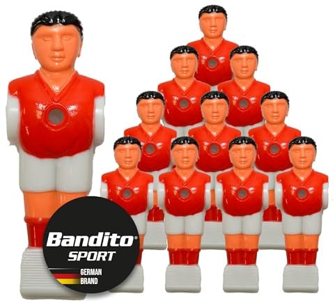 Kickerfigur Profi, 2-farbige Soccer-Figur universell passend für alle Tischkicker-Stangen mit Ø 16 mm, gerillte griffige Fußfläche, robust, Team Set mit 11 St. in 5 Trikot-Farben
