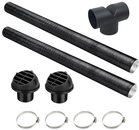 2 PCS Diesel Heater Ducting, 75mm Diesel Heater Exhaust Pipe Accessories Heat Outlet Hose Aluminum 75mm Ducting with 1 Tee Pipe + 2 Tuyere + 4 Clips for Cars Trucks