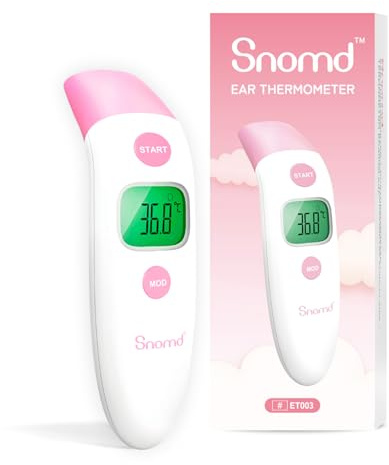 Snomd Fieberthermometer Kontaktlos Infrarot Ohr-und Stirnthermometer Digitales Ohrthermometer Kontaktlos Infrarot Medizinisches Thermometer für Baby