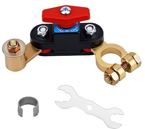 Car Battery 12v-24v Disconnect Isolator Switch with Wrench & Washer, Heavy Duty Car Battery Power Cut Off Brake Parts for Cars Truck Boat RV Marine & ATV Supplies Accessories