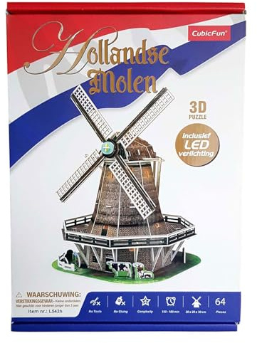 Cubic Fun 3D Puzzle Windmühle mit LED Beleuchtung - 65 Teile