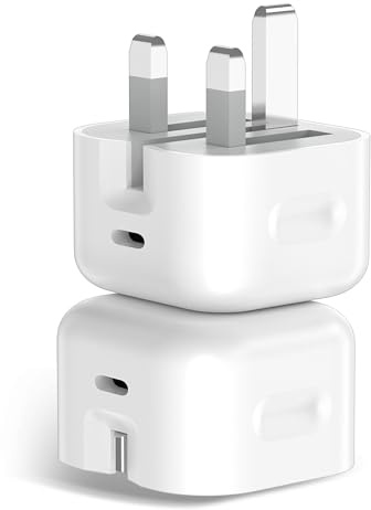 Type C Charger Fast Charging, [MFi Certified] 25W Foldable Travel Charger with UK Plug for Samsung/Phone/iPad and AirPods, Gift for Friends & Family (2Pack-without cable)