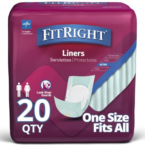 FitRight Plus Liners, Heavy Absorbency, 13 x 30, 4 packs of 20 (80 total)
