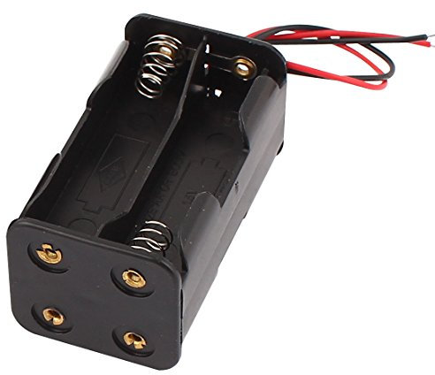sourcingmap 2 Pcs Black Plastic Battery Cell Clip Holder 4 x 1.5V AA