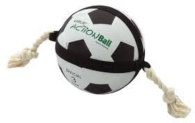 Sharples N Grant Dog Puppy Football with Rope Interactive Large Action Ball Fetch Heavy Duty Toy (Small 19cm)