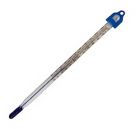Wasserthermometer für Wassertemperatur und Flüssigkeiten - Laborthermometer Bereich: -10 bis +110 °C, 155 mm, Eintauchlabor Glasthermometer gefüllt mit blauer Flüssigkeit