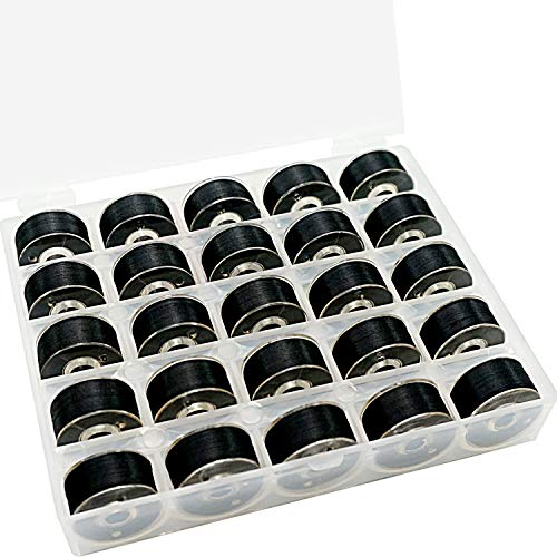 New brothread 25pcs/pack Schwarz 70D/2 (60WT) Bobbin Thread Vorgewickelten Spulen Unterfaden Kunststoff Größe A SA156 für Stickerei und Nähmaschine Brother/Babylock/Janome/Singer/Kenmore