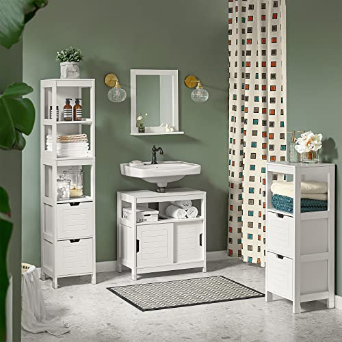 SoBuy® Bad Möbel Set 4-teilig, Badezimmermöbel, Badregal, Badschrank, Badmöbel, FRG126-W+FRG127-W+FRG128-W+FRG129-W