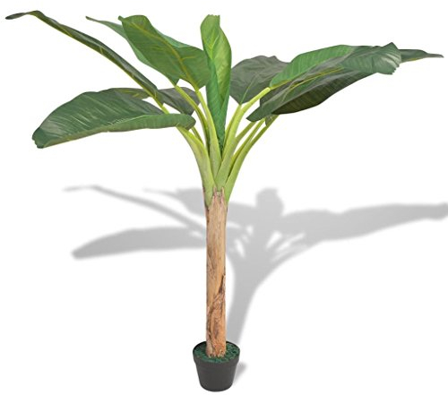 Tidyard Kunstpflanze Künstliche Bananenbaum mit Topf, Tischdeko Balkon Büro Deko, Grün 150 cm