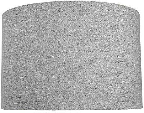 Contemporary and Sleek 12 Inch Grey Textured Linen Fabric Drum Lamp Shade 60w Maximum | 30cm Diameter | for Table Lamp or Pendant by Happy Homewares