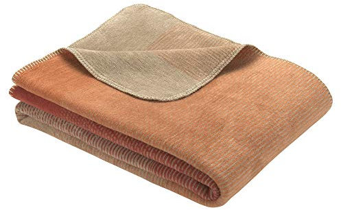 Ibena Toronto Wolldecke 150x200 cm - Kuscheldecke Terracotta beige Gemustert, kuschelig weich und angenehm warm, hochwertige Pflegeleichte Baumwollmischung