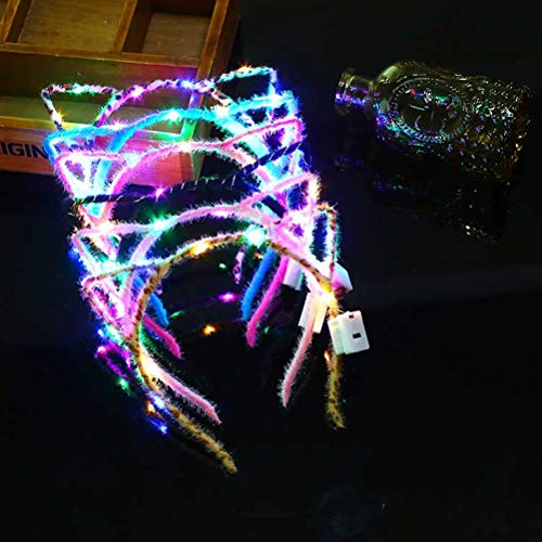 Macabolo - Lot de 10 bandeaux lumineux à LED avec oreilles de chat - Pour boîtes de nuit, événements, raves, concerts