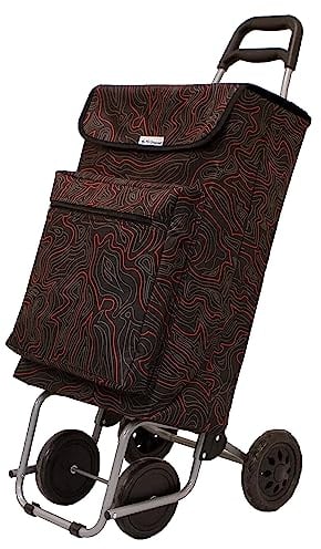 Amig - Einkaufstrolley mit 4 Rädern | Außentasche für Tiefkühlkost | Maximale Belastung 15 kg |Kapazität von 48 Litern | 22x40x106 cm | Farbe: Schwarz