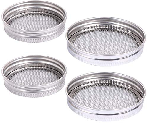 Cabilock 2 Sätze Keimdeckel für Weithals-Einmachgläser Einmachglas Edelstahl-Keimglasdeckel-Kit Sprossenkeimungsset zum Anbau Eigener Bio-Sprossen