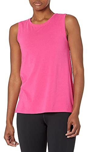 Amazon Essentials Canotta Yoga in Morbido Cotone Vestibilità Comoda (Disponibile in Taglie Forti) Donna, Rosa Brillante, XXL Plus