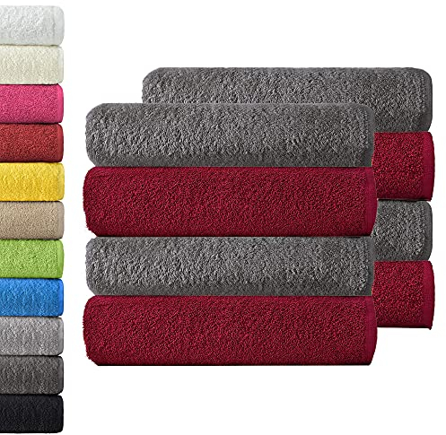 NatureMark NM-HT0701 8-er Spar-Pack Frottier Handtücher, 50 x 100 cm, 100% Baumwolle (Bordeaux/Anthrazit) …