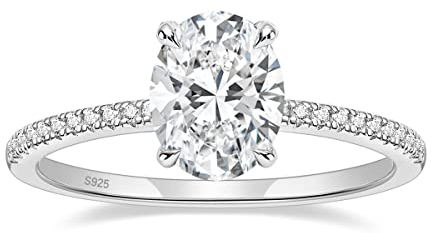EAMTI Verlobungsringe aus 925er-Sterlingsilber, 3 Karat, ovaler Schnitt, Zirkonia, Eheringe für Sie, atemberaubende Eheringe für Damen, Größe 3–12, Sterling Silber, Zirkonia