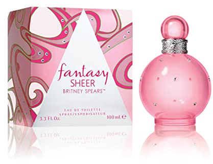 Britney Spears Fantasy Sheer 100 ml – Eau de Toilette für Damen – Blumiger Gourmand-Duft – Noten von Roter Litschi, Seerose und Weißem Moschus – Parfum Damen – Pastellrosa Flakon
