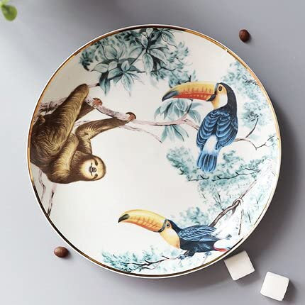 Crysdaralovebi Vajilla de cerámica con esqueletos chinos para postre de animales, plato de frutas, decoración del hogar (plato C-8 pulgadas)