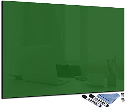 Glas-Magnettafel Grün 70x100 cm Whiteboard Wand Beschreibbar Magnetisch Pinnwand Küche Office Büro mit Zubehör Wochenplaner Abwischbar Deko Memoboard Tafel