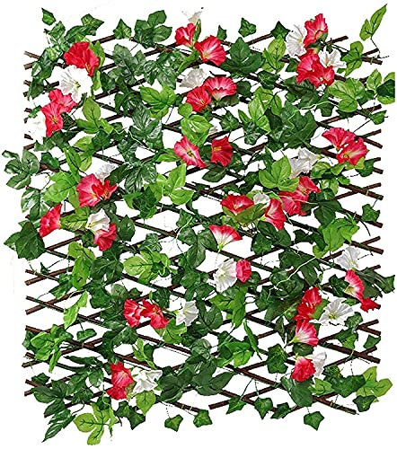 Trellis with artificial leaves and flowers outdoor Retractable Hedges Expanding Lattice Fence with Privacy Flowers Garden Fence Wooden Fence with Artificial Ivy Leaf Trellis with artificial leaves ZHE
