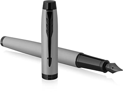 Parker IM Black Edition Premium Fountain Pen | Achromatic Matte Grey with Black Trims | Fine Nib | Black Ink | Gift Boxed