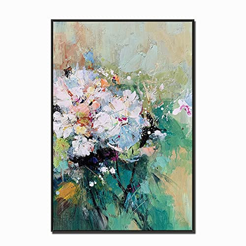 Tableaux Abstraits,Grand Abstrait Vert Texture Feuille Fleur Couteau Peinture Toile Mur Art Moderne 100% Peint À La Main Peintures À L'Huile Sur Toile Oeuvre Pour Salon Chambre Décorations Pour L