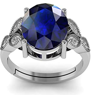 LMDPRAJAPATIS 8,00 Karat natürlicher blauer Saphir, deutscher Silberring, für jeden Anlass, für Damen und Herren, Edelstein, Saphir, Edelstein, Blauer Saphir