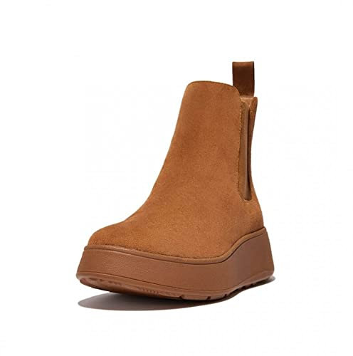 Fitflop F-Mode Leather Flatform Chelsea Boots in Light Tan Suede 6 Light TAN