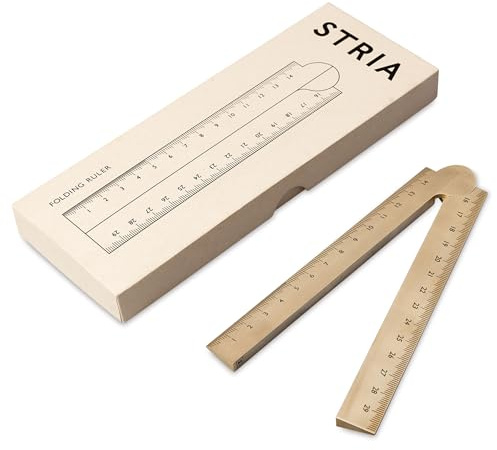 Makers Cabinet - Stria Brass Construction Ruler - Precision-machined, Folding, Imperial and Metric