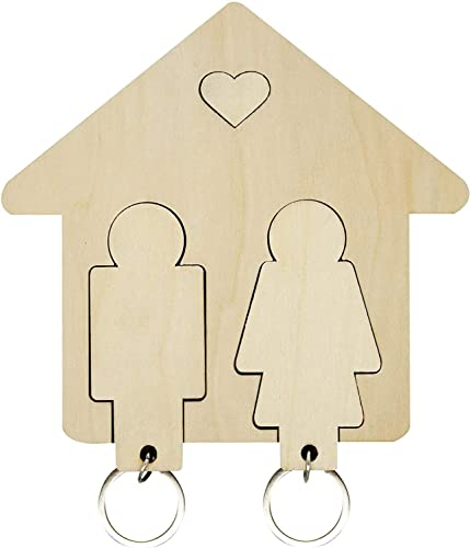 guitz, porte clef mural en bois 13 x 13 cm, porte clef original, cadeau homme, cadeau femme, cadeau couple, decoration murale, porte clef couple, cadeaux hommes, porte clé mural,cadeau original utile