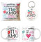 Regalo Romantico Perfetto per San Valentino, Anniversario, Natale, Compleanno Cuscino Quadrato con Imbottitura Una Tazza e Un Portachiavi Per San Valentino (SVO1 TI AMO)