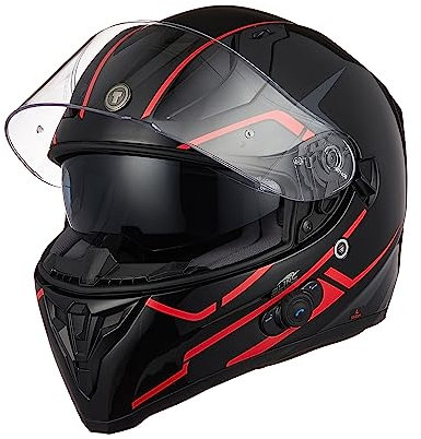 TORC Casque de Moto Bluetooth Intégral avec Double Visière pour Adulte Homologué ECE22-06