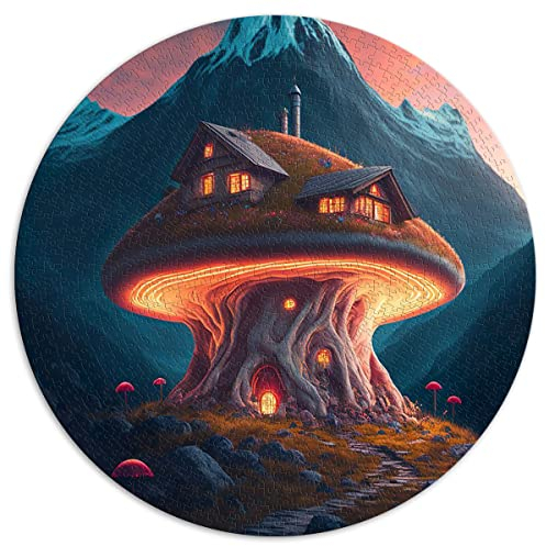 Puzzle für Erwachsene und Kinder, 1000 Teile Fantasy-Pilz-Rundpuzzle für Erwachsene, für Erwachsene und Kinder, Papppuzzle, tolles Geschenk für Erwachsene (Größe 67,5 x 67,5 cm)
