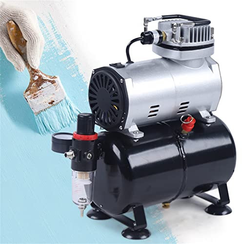 Airbrush Set Silent Kompressor Auto Stop Airbrush Kompressor mit 3,0L Druckbehälter Airbrush für Werbeillustrationen, Bodypainting, Modellbau, Nail Design (Max. 4 bar, 220V, 23L/Min)