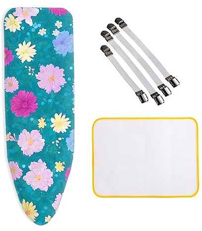 Copriasse da Stiro, 150x60 cm, XXL, 100% Cotone, Copriasse da Stiro Resistente Scorch, con 4 Clip e Panno antiscottatura