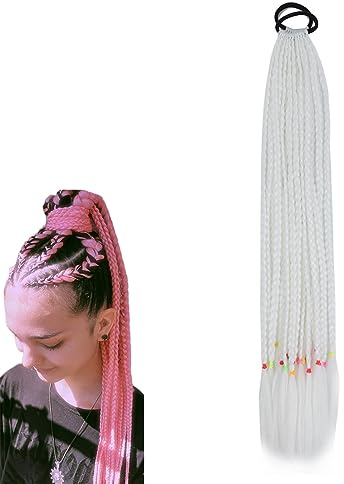 prinfantasy Haarsträhnen Haarverlängerungen Geflochtenes Braids Synthetisch Haarteil für Party Geflochtene Haar Geflecht mit Elastischem Seilband für Mädchen Haarschmuck, BZ127