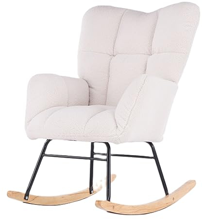 SHENJIA Schaukelstuhl Stillen Mit Gepolsterter, Komfortabel Relaxstuhl Für ältere & Kinder, 35X28X 37 Skandinavischer Schaukelsessel Für Schlafzimmer Kinderzimmer,
