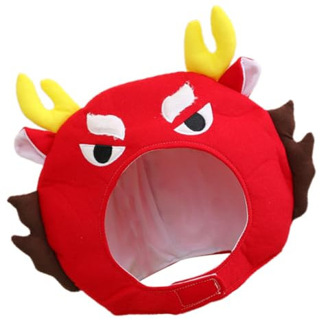 Didiseaon Poupée Dragon en Chapeau De Dragon Rouge Costume De Tête De Dragon Chinois Chapeau à Tête De Dragon Chinois Casquettes De Carnaval Vêtements Coton PP Accessoires De Performance
