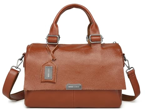 Miss Lulu Vintage Umhängetasche Leder für Herren Damen Messenger-Bags Bürotasche Moderne Aktentasche aus echt Leder mit verstellbarem Riemen Medium